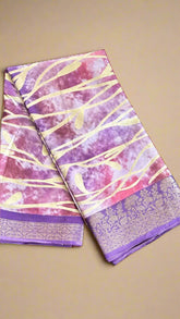 Violet Abstract Dola Silk Saree